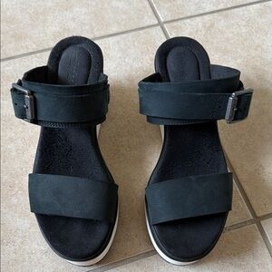 Timberland Koralyn 2 Band Wedge Black Nubuck Slingback Sandal